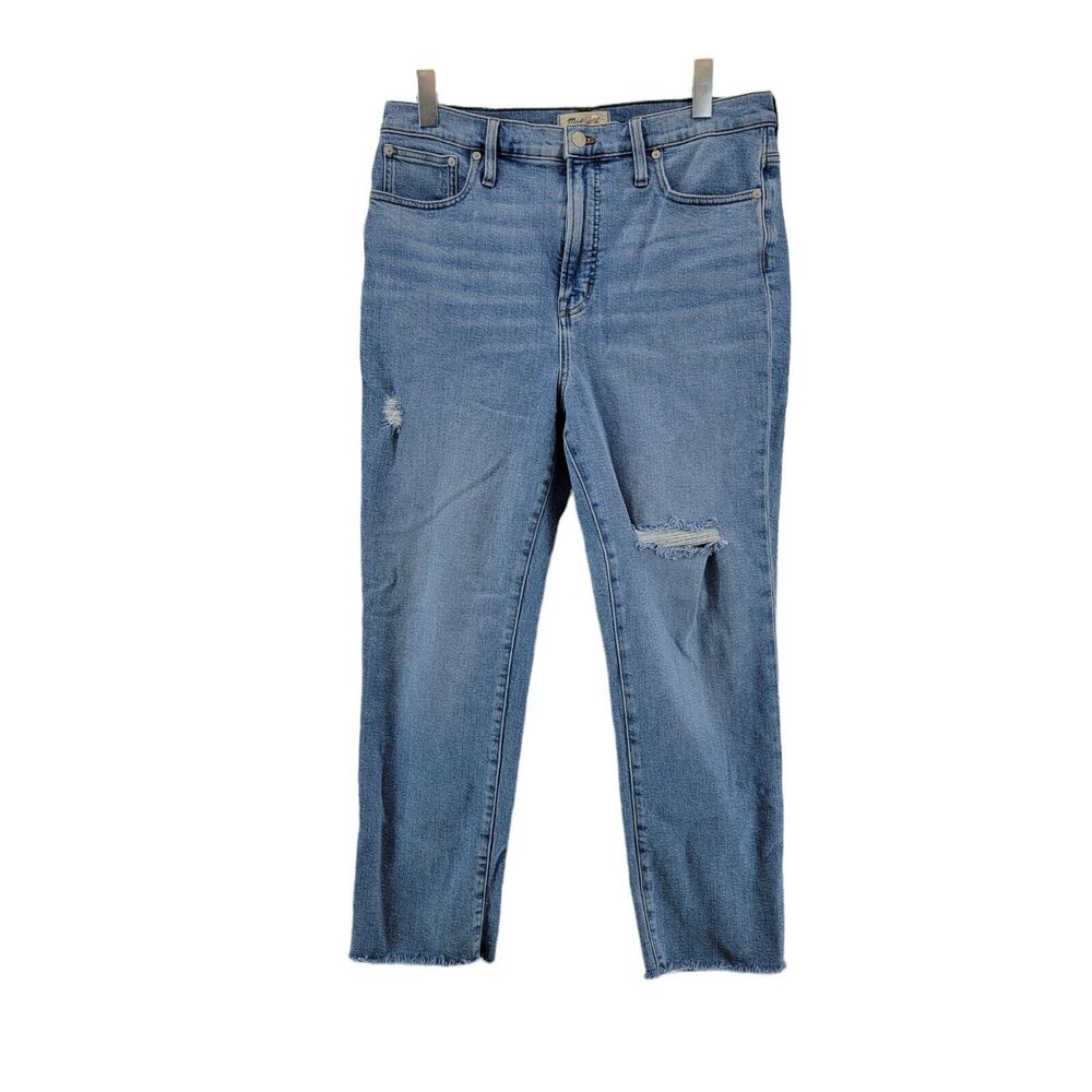 Madewell Perfect Vintage Jeans Size 31 High Rise Distressed Raw Hem Light Wash